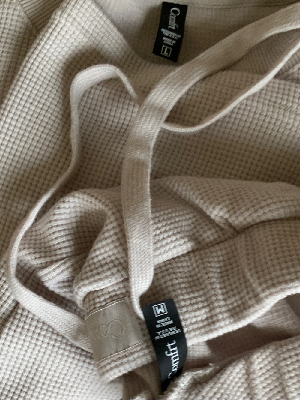 Waffle Lounge Long Sleeve TopL bottom M set - White Dove - Picture 2 of 2